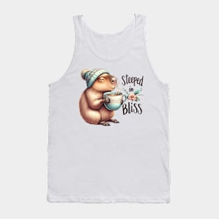 Steeped in Bliss Capybara with Hot Tea Tank Top